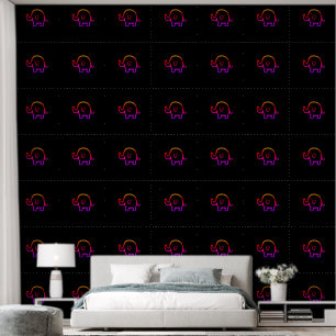 Papier Peint Eléphants Bébé Animaux Motifs mignons Rose Noir