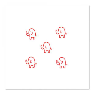 Papier Peint Eléphants Bébé Motifs animaux mignons Rouge Blanc 