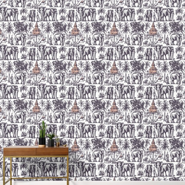 Papier Peint Eléphants et statues (Couloir)
