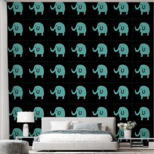 Papier Peint Eléphants Motifs animaux bébé garçon fille bleu no
