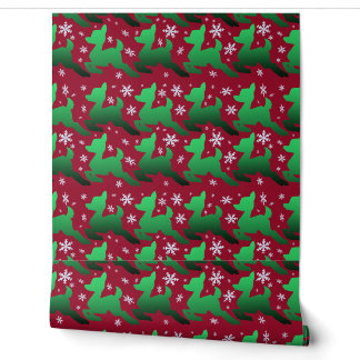 Papier Peint Emballage Cadeau Flocon de Neige Vert