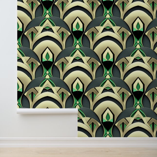 Papier Peint Emerald & Gold Art Déco (Application)