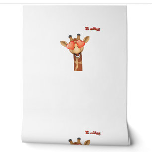Papier Peint emoji heureux yeux d'amour girafe visage