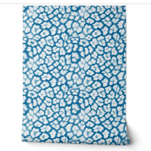 Papier Peint Empreinte de léopard blanc et bleu