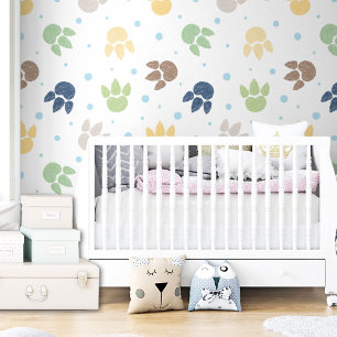 Papier Peint Empreintes Dinosaures Motif Enfants Garçon coloré