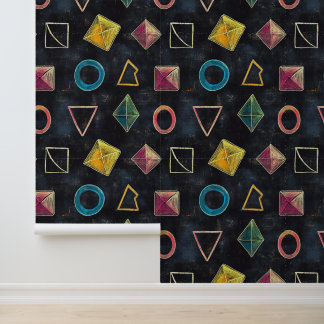Papier peint en damier noir aux formes géométrique