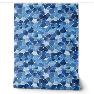Papier peint en mosaïque bleue méditerranéenne