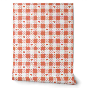 Papier Peint en vichy Plaids cardiaques Motifs