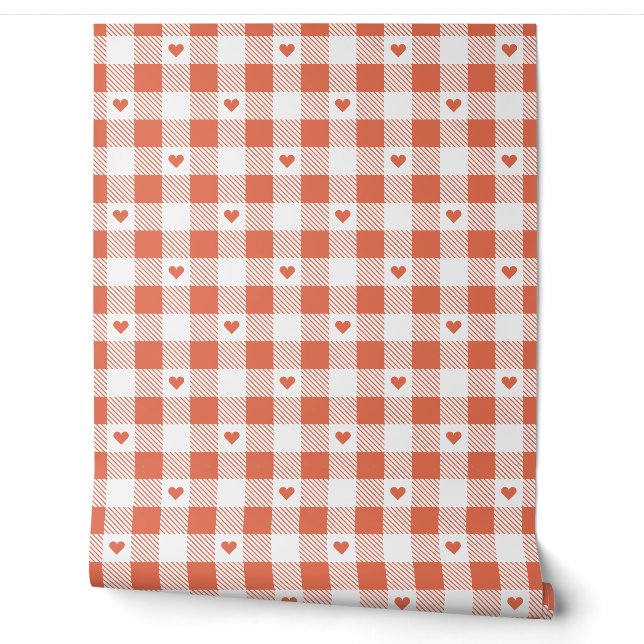 Papier Peint en vichy Plaids cardiaques Motifs (Déroulement)