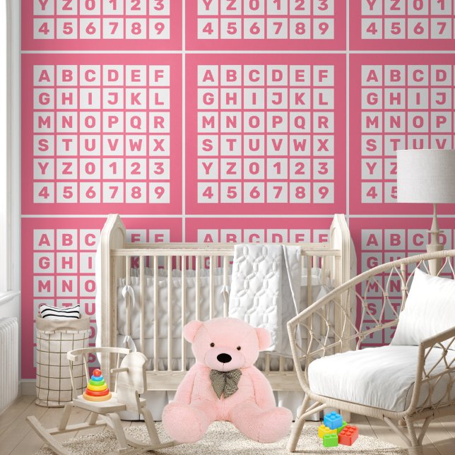 Papier Peint Enfants mignet alphabet rose et Motif de nombre (Créateur téléchargé)
