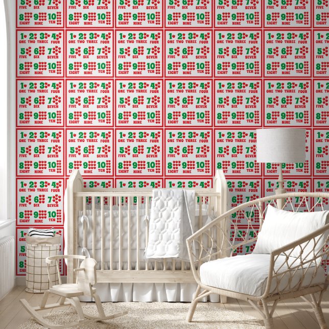 Papier Peint Enfants mignonnes nombre Apprentissage Motif répét (Enfants)