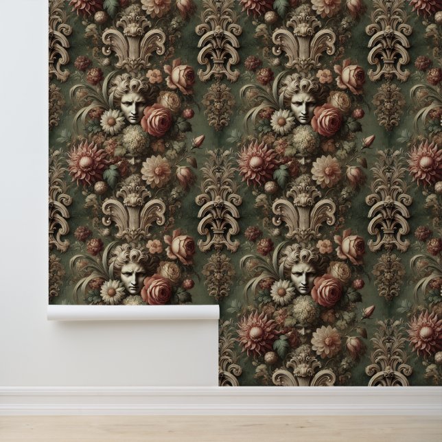 Papier Peint Ennui Elegance - Modèle Floral baroque gothique (Application)