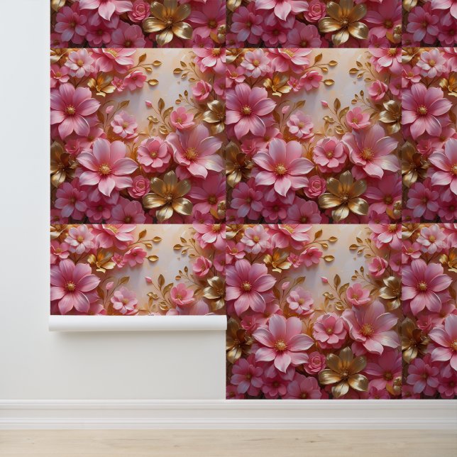Papier Peint Épluche et bâtonnet en or rose glamour (Application)