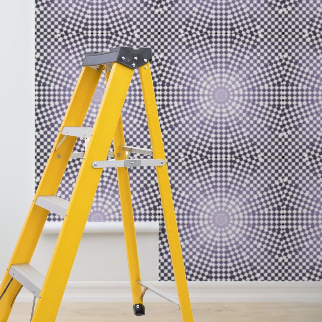 Papier Peint Éplucher et coller moderne violet gris cercles de  (Peel and stick modern purple gray checks circles wallpaper)