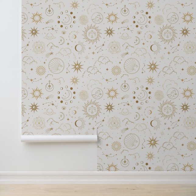 Papier Peint Étoiles célestes dorées de la lune (Application)