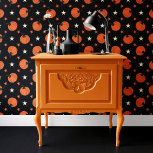 Papier Peint Étoiles de citrouille noires et orange Halloween e