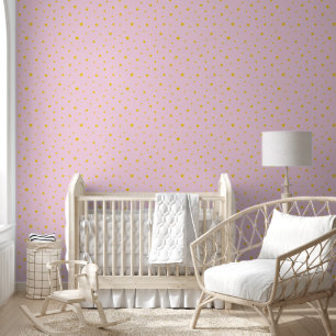 Papier Peint Étoiles dorées éparpillées sur rose clair