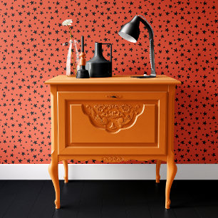 Papier Peint Étoiles orange et noires Halloween