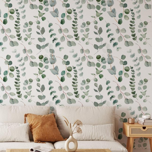 Papier Peint Eucalyptus Vert Feuille motif floral (In situ)