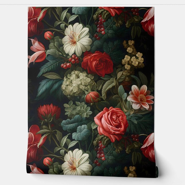 Papier Peint Everglow Noel Florals Botanique (Déroulement)