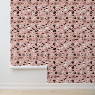 Papier Peint Fantômes roses et Halloween Motif sans couture