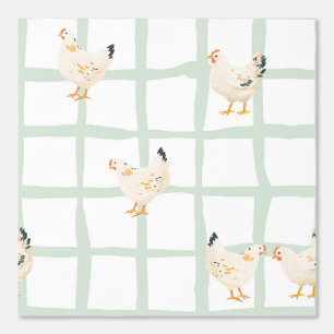 Papier Peint Ferme de poulets checkered verte gingham douce