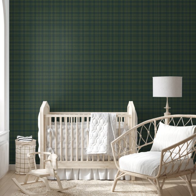 Papier Peint Ferme moderne Green Plaid Rustic Lodge Cabine (Enfants)