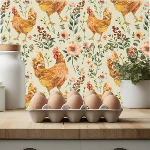 Papier Peint Ferme Pays Hen Floral