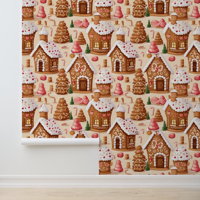 Papier Peint Festive Noël maison de pain d'épices (Application)