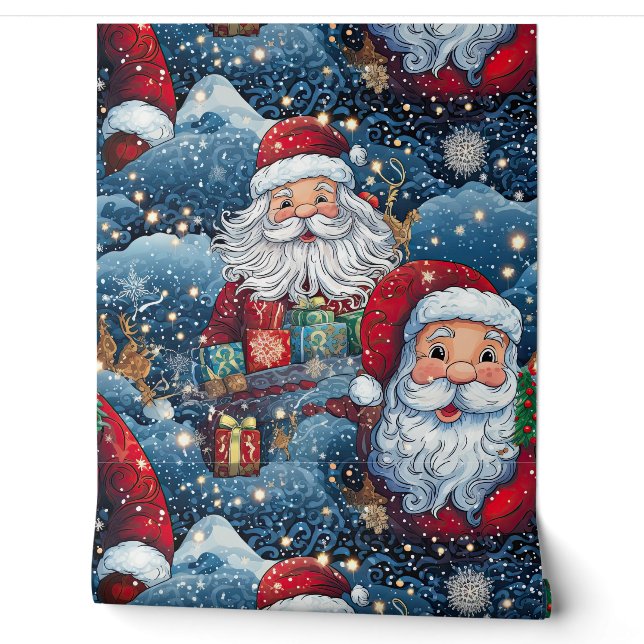 Papier Peint Festive Père Noël Noël Frolic (Déroulement)