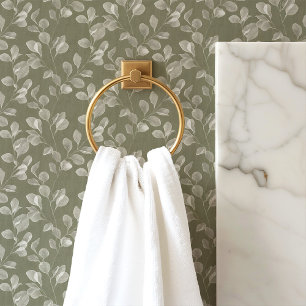 Papier Peint Feuillage d'eucalyptus sur fond vert sauge