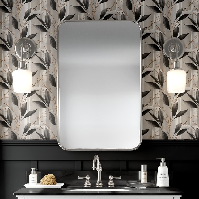 Papier Peint Feuille botanique noire et grise (Créateur téléchargé)