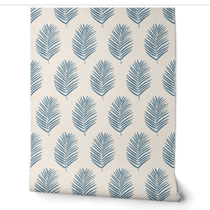 Papier Peint Feuille de palmier bleu et crème
