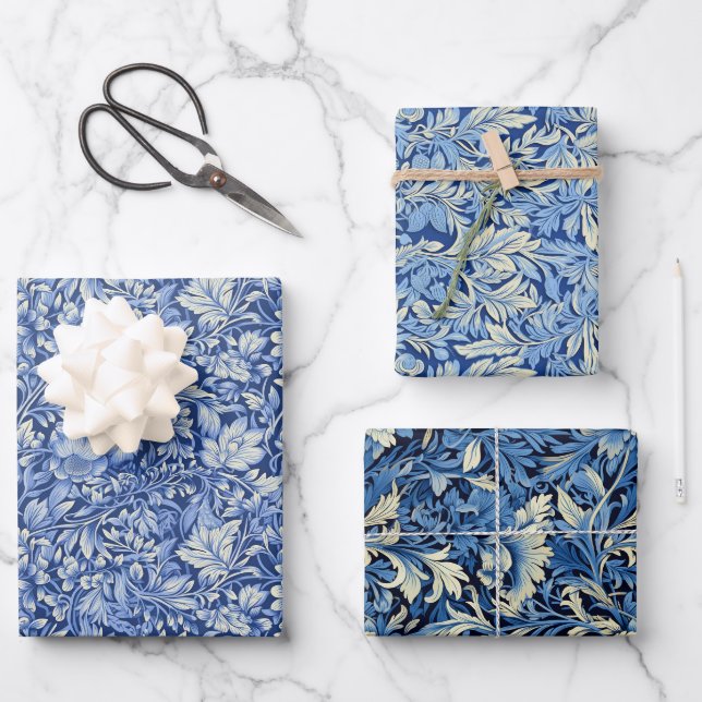 Papier peint Feuille moderne bleu 3D (Recto)
