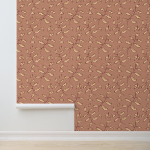Papier peint Feuilles automnales rose