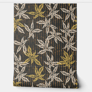 Papier Peint Feuilles botaniques Complexe maximaliste noir