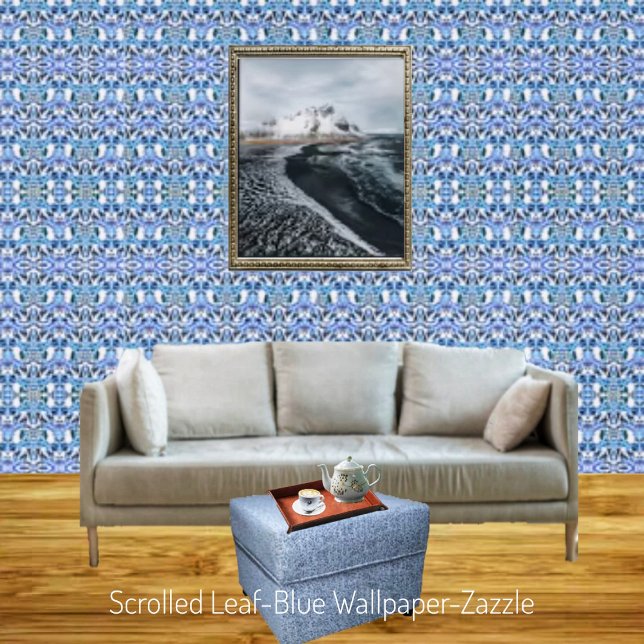 Papier Peint Feuilles défilées - Bleu (Créateur téléchargé)