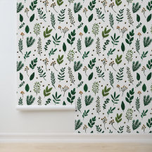 Feuilles et fleurs vertes sur blanc