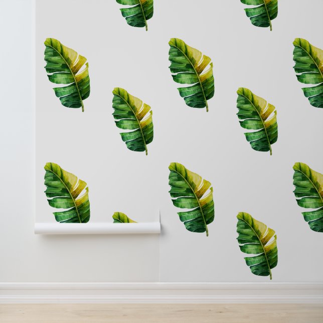 Papier Peint Feuilles tropicaux Jaune Vert (Application)