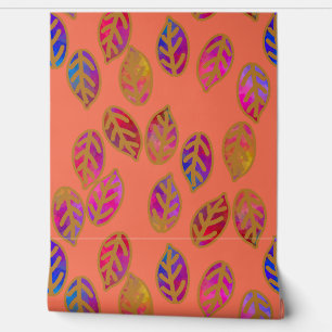 Papier Peint Feuilles vernies au coucher du soleil