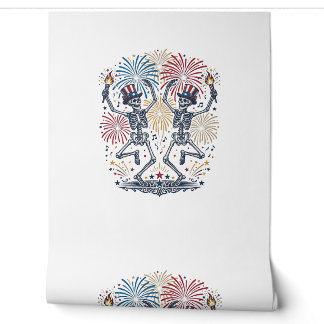 Papier Peint Feux d'artifice de squelettes dansants patriotique