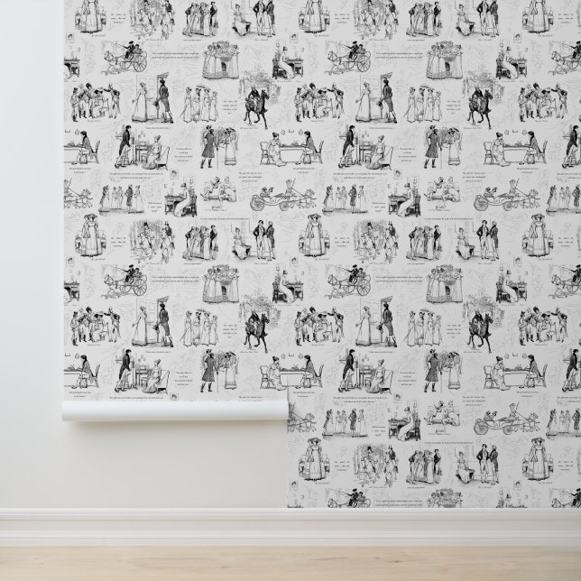 Papier Peint Fierté et préjugé Toile blanche noire (Application)
