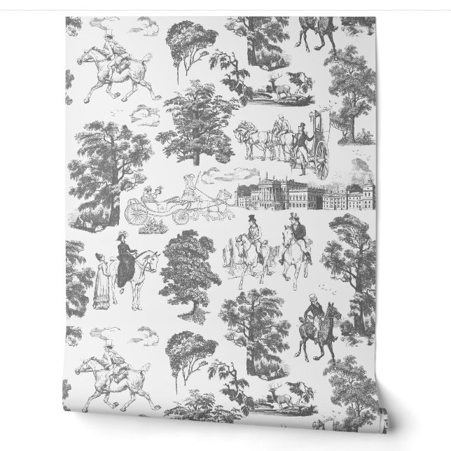 Papier Peint Fierté et préjugés Chevaux Black White Toile (Déroulement)