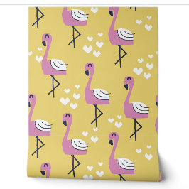 Papier Peint Flamant rose Jaune Safari Animaux Pépinière