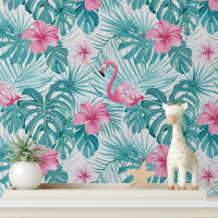 Flamant rose rose Hibiscus Flore Tropical Vert