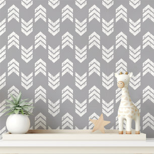 Papier Peint Flèche Chevron Grise