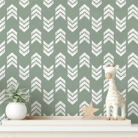Flèches Chevron Texturées Modernes Vert Sauge Et B