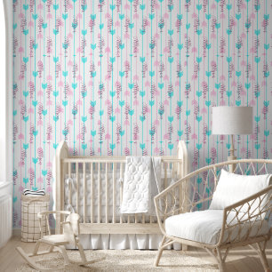 Papier Peint Flèches sarcelle et rose personnalisées