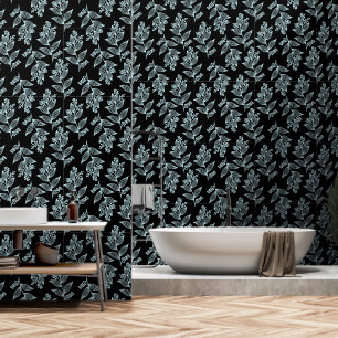 Papier Peint Fleur blanche Motif Botanique Fleur noire