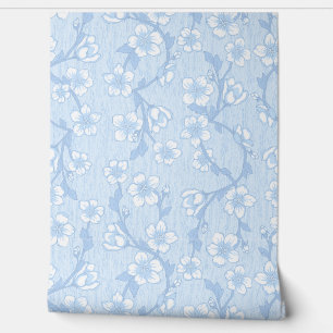 Papier Peint Fleur botanique moderne bleu